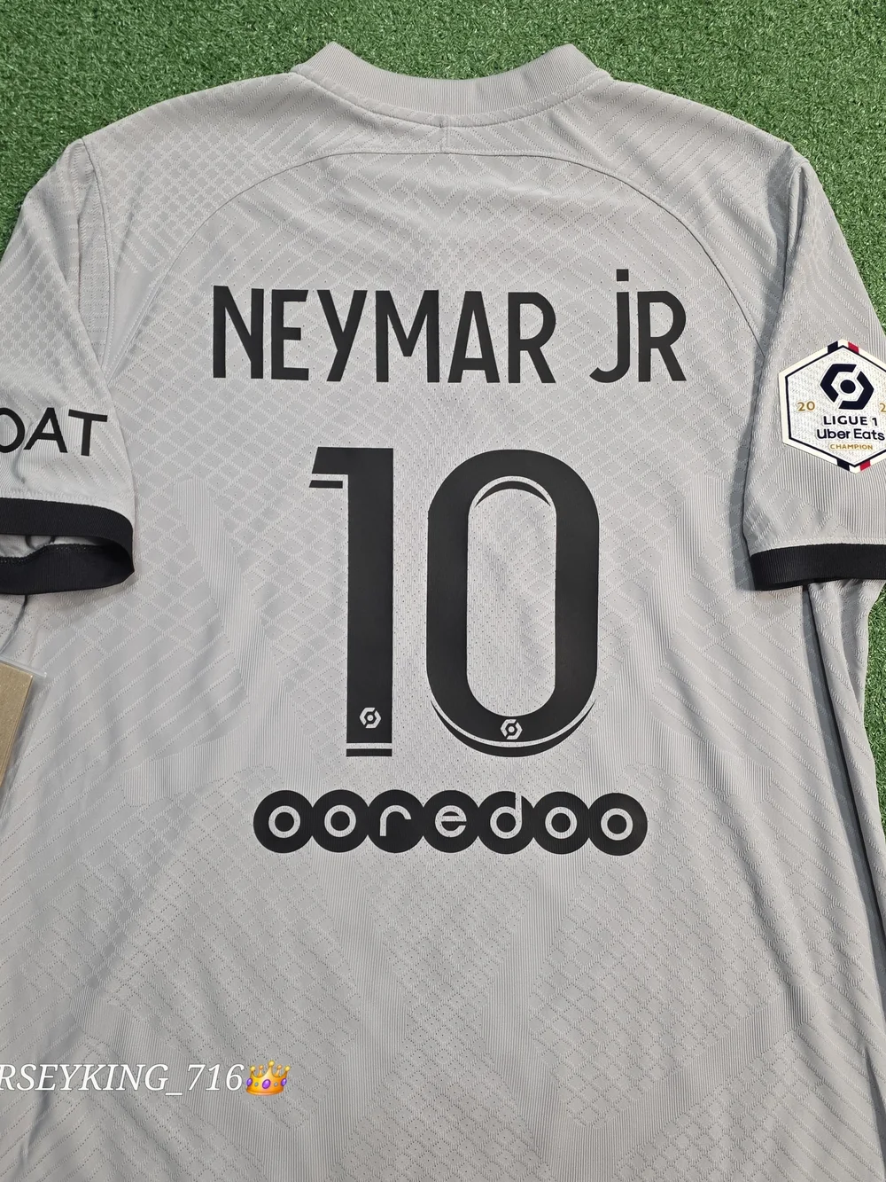 Jordan X PSG Neymar Jr #10 2022/2023 Authentic Away Gray Jersey New Ligue 1 Patc